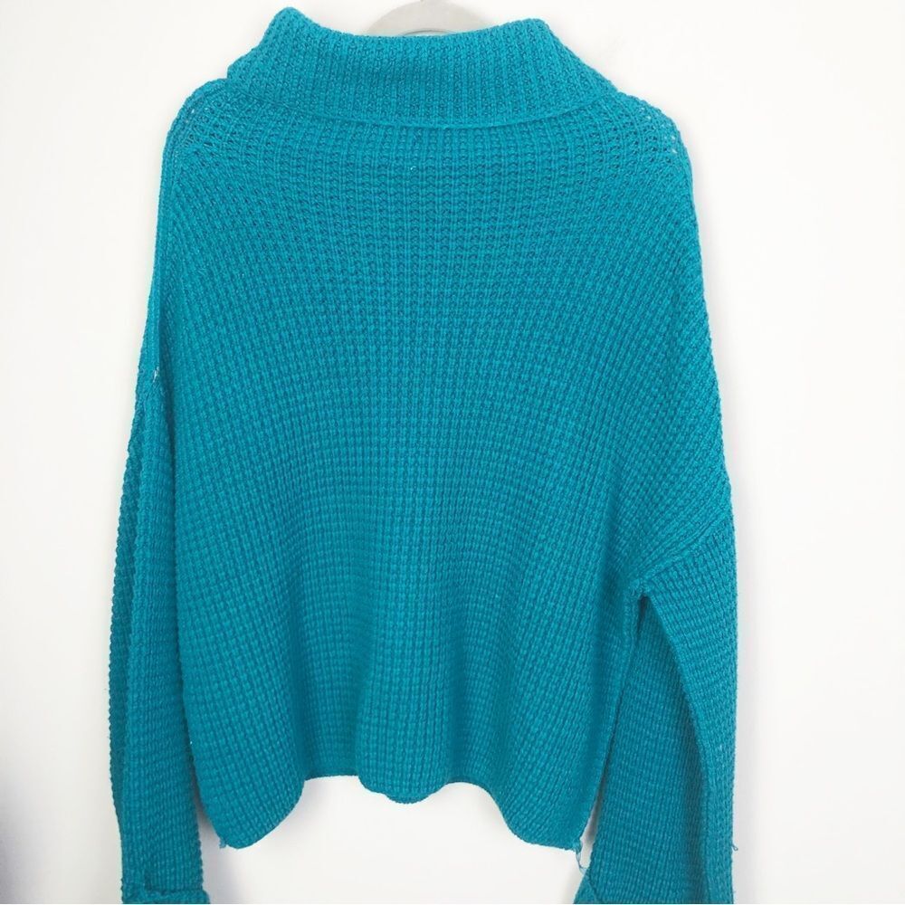 FREE PEOPLE | Park City Chunky Knit Teal Cowl Neck Sweater Women’s Size Medium - Picture 10 of 12
